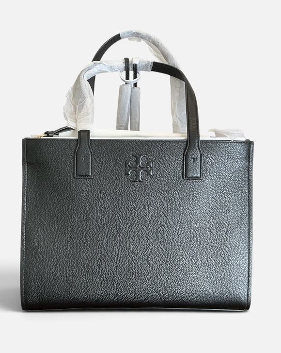 Tory Burch Handbags - 🆕NWT Tory Burch Thea Center Zip Pebbled Leather Tote Bag Black Authentic